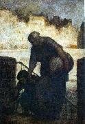 Honore  Daumier Laundress on the Quai d'Anjou oil painting on canvas